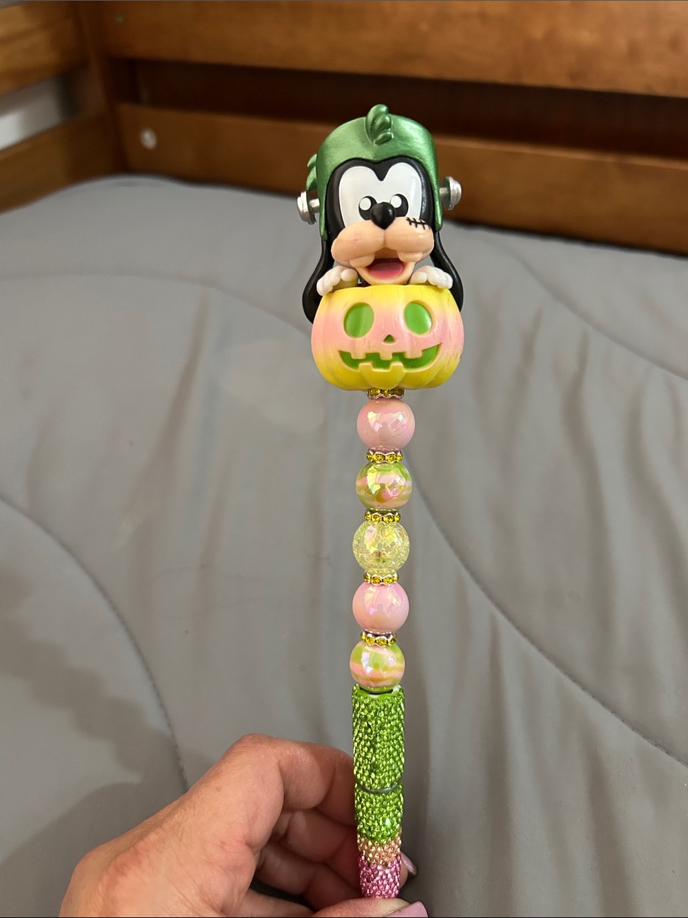 Green Halloween Pumpkin Character Beaded Pen
